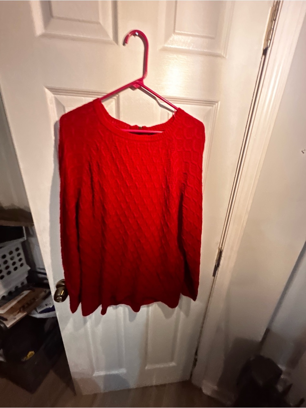 Verve Ami Red Cable-Knit Crewneck Sweater